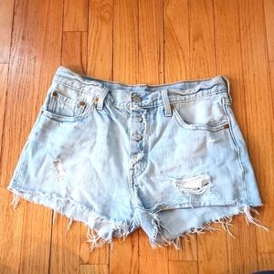 LEVI Distressed High Rise Shorts